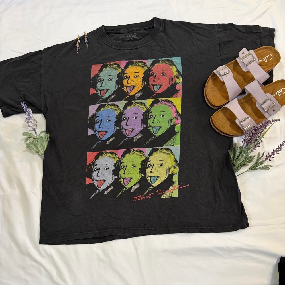 Albert Einstein Large Graphic Black T-Shirt